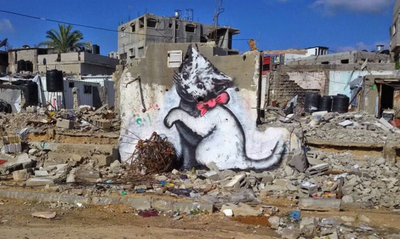 Бэнкси тайком пробрался в сектор Газа, чтобы нарисовать котика