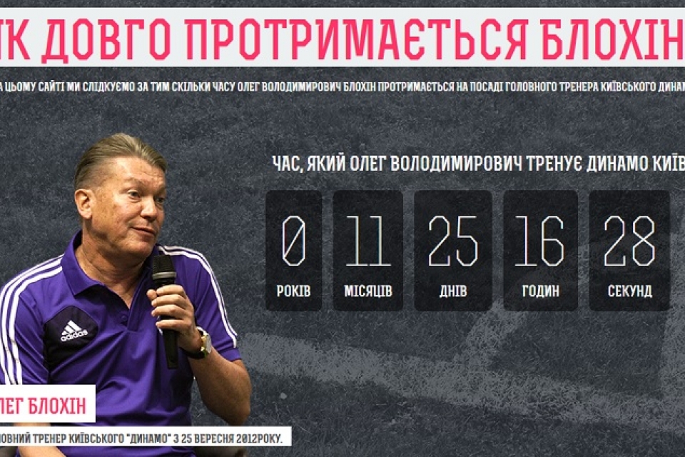 Запущен сайт, который отсчитывает, сколько Блохин продержится в «Динамо»