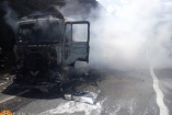 На трассе Киев-Чоп сгорела фура с прицепом