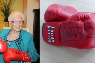 Братья Кличко на 106-ой день рождения своей фанатки сделали ей подарок