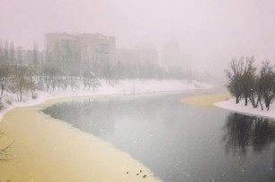 Специалисты выясняют, от чего пожелтел лёд на Русановском канале