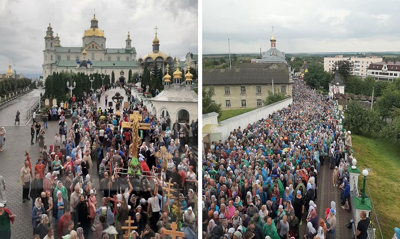 Тысячи верующих УПЦ крестным ходом пришли в Почаевскую лавру