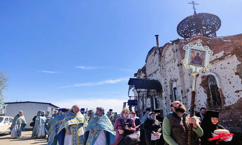 В Донецке в возрождаемом Иверском монастыре УПЦ отметили престольный праздник